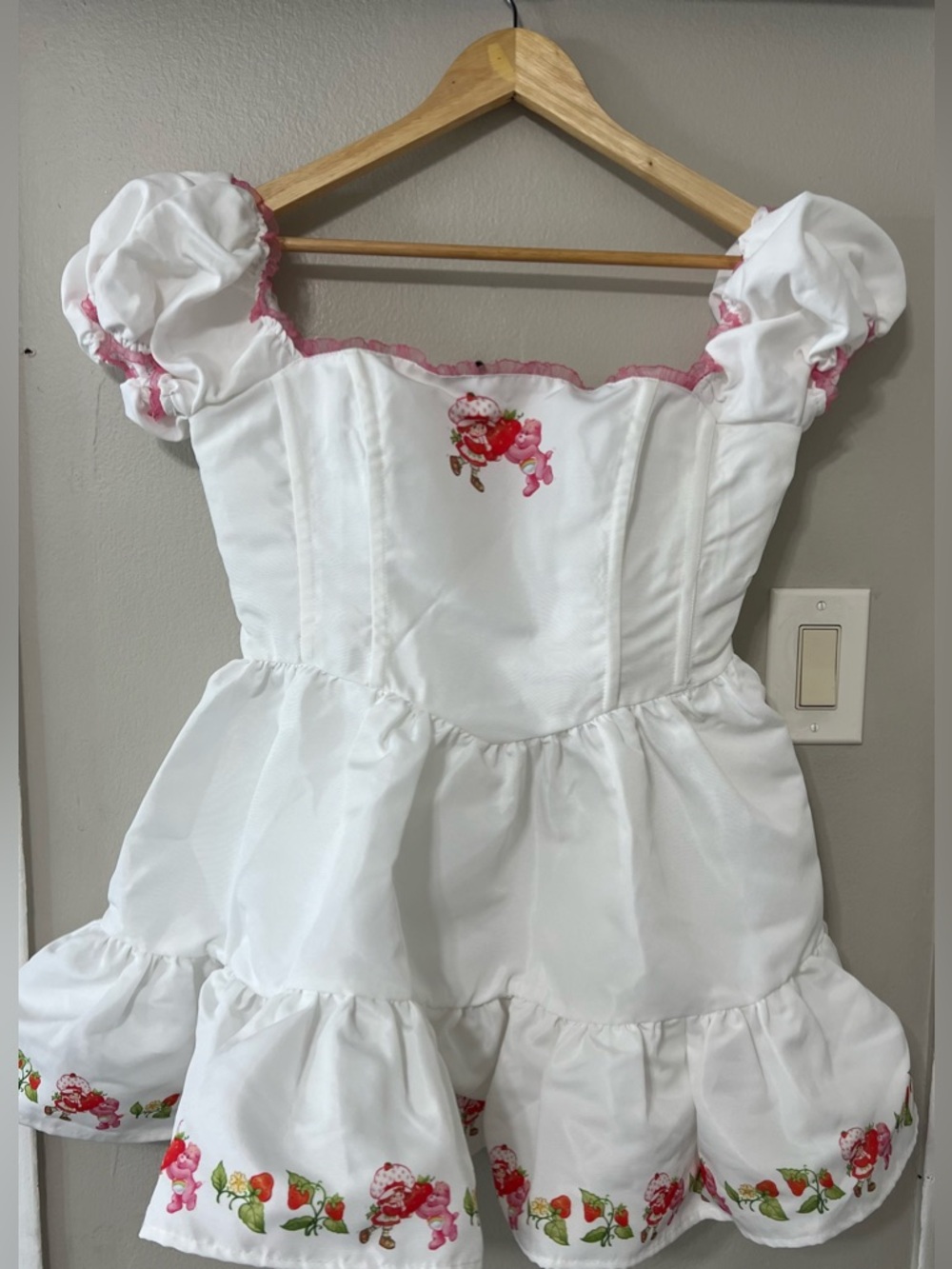 Dolls Kill Strawberry Shortcake Care Bears Puff Sleeve Coquette Dress M - Picture 6 of 16
